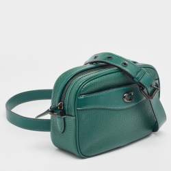 Pre Owned Coach Green Leather Camera Bag