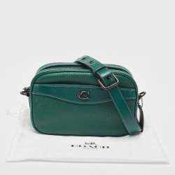 Pre Owned Coach Green Leather Camera Bag