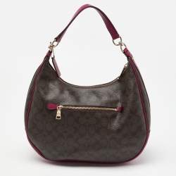 Coach Purple/Brown Signature Coated Canvas and Leather Harley Hobo