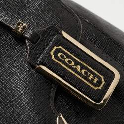 Coach Black Textured Leather E/W Madison Madeline Satchel