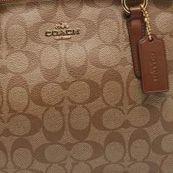 Pre Owned Coach Brown Signature Coated Canvas Small Christie Carryall Satchel