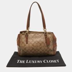 Pre Owned Coach Brown Signature Coated Canvas Small Christie Carryall Satchel