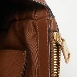 Pre Owned Coach Brown Signature Coated Canvas Small Christie Carryall Satchel