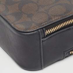 Coach Brown/Black Signature Coated Canvas and Leather Box Top Handle Bag