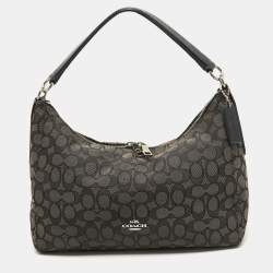 Coach Black/Dark Grey Signature Canvas East West Celeste Hobo