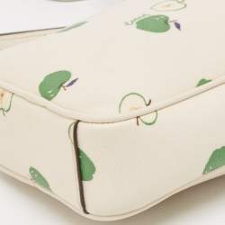 Pre Owned Coach Off White/Green Apple Print Coated Canvas North/South Crossbody Bag