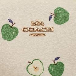 Pre Owned Coach Off White/Green Apple Print Coated Canvas North/South Crossbody Bag