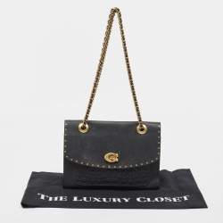 Pre Owned Coach Black Leather Rivets Parker Crossbody Bag
