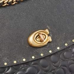 Pre Owned Coach Black Leather Rivets Parker Crossbody Bag