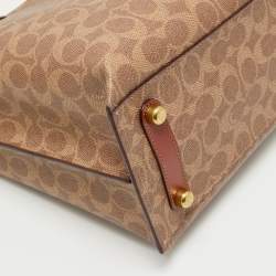 Pre Owned Coach Brown/Beige Signature Coated Canvas Willow Tote