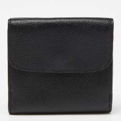 Coach Black Leather Trifold Compact Wallet