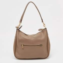 Pre Owned Coach Taupe Leather Cary Hobo
