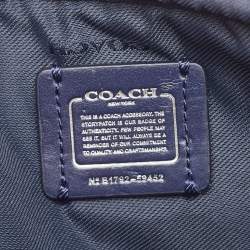 Pre Owned Coach Metallic Blue Leather Studded Double Zip Crossbody Bag