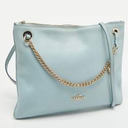 Coach Blue Leather Zip Chain Crossbody Bag