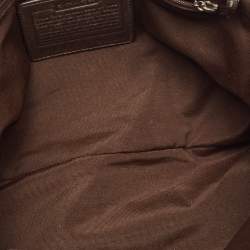 Pre Owned Coach Dark Brown/Beige Signature Canvas and Leather Hampton Tote
