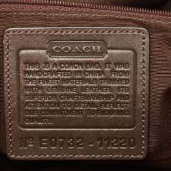 Pre Owned Coach Dark Brown/Beige Signature Canvas and Leather Hampton Tote
