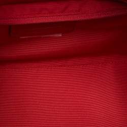 Pre Owned Coach Red/Brown Signature Coated Canvas and Leather Rowan Boston Bag