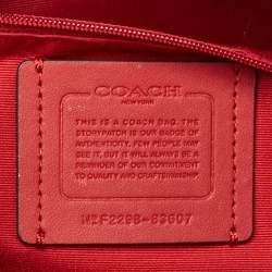 Pre Owned Coach Red/Brown Signature Coated Canvas and Leather Rowan Boston Bag