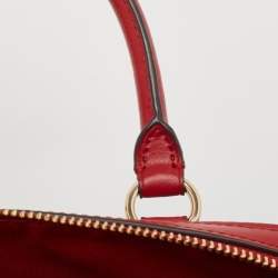 Pre Owned Coach Red/Brown Signature Coated Canvas and Leather Rowan Boston Bag
