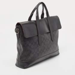 Coach Black Signature Coated Canvas and Leather Hamilton Briefcase Bag