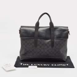 Coach Black Signature Coated Canvas and Leather Hamilton Briefcase Bag