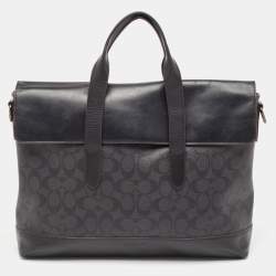 Coach Black Signature Coated Canvas and Leather Hamilton Briefcase Bag