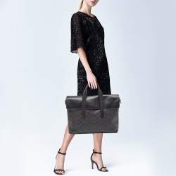 Coach Black Signature Coated Canvas and Leather Hamilton Briefcase Bag