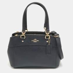 Pre Owned Coach Navy Blue Leather Mini Brooke Carryall Satchel