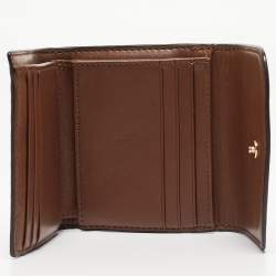 Coach Beige/Brown Signature Coated Canvas and Leather Trifold Wallet