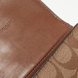 Coach Beige/Brown Signature Coated Canvas and Leather Trifold Wallet