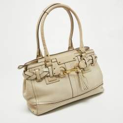 Pre Owned Coach Off White Leather Hampton Tote