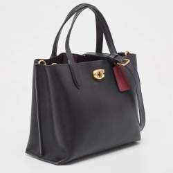 Pre Owned Coach Black Leather Willow 24 Tote