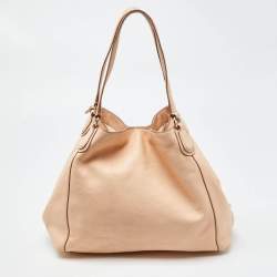 Pre Owned Coach Peach Leather Horse Carriage Edie Shoulder Bag