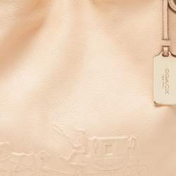 Pre Owned Coach Peach Leather Horse Carriage Edie Shoulder Bag