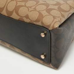 Pre Owned Coach Black/Beige Signature Coated Canvas and Leather Lillie Satchel