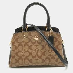 Coach Black/Beige Signature Coated Canvas and Leather Lillie Satchel