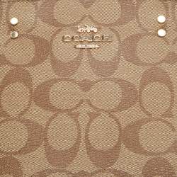 Pre Owned Coach Black/Beige Signature Coated Canvas and Leather Lillie Satchel