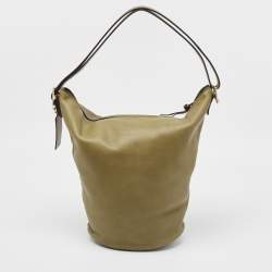 Coach Olive Green Leather Bleecker Bucket Bag