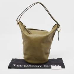 Coach Olive Green Leather Bleecker Bucket Bag