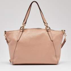 Pre Owned Coach Peach Leather Small Kelsey Satchel