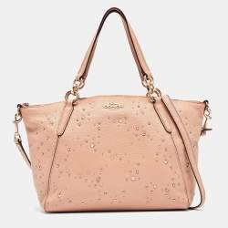 Pre Owned Coach Peach Leather Small Kelsey Satchel