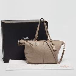 Coach Beige Signature Embossed Leather Bleecker Zip Tote