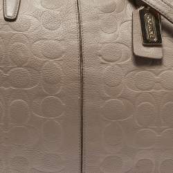 Coach Beige Signature Embossed Leather Bleecker Zip Tote