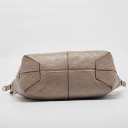Coach Beige Signature Embossed Leather Bleecker Zip Tote