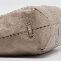 Coach Beige Signature Embossed Leather Bleecker Zip Tote