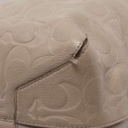 Coach Beige Signature Embossed Leather Bleecker Zip Tote