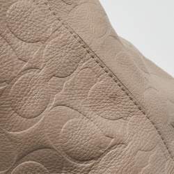 Coach Beige Signature Embossed Leather Bleecker Zip Tote