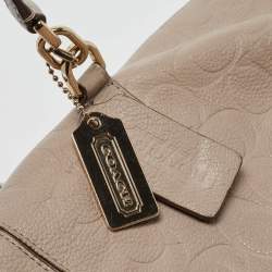 Coach Beige Signature Embossed Leather Bleecker Zip Tote