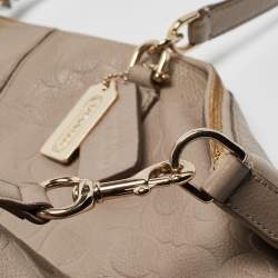 Coach Beige Signature Embossed Leather Bleecker Zip Tote