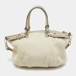 Coach Light Grey Snake Embossed and Leather Sophia Madison Satchel